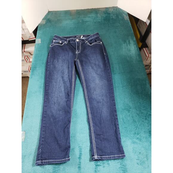 Apt 9 Jeans Size 4 Womens Blue Pants Stretch Denim Ladies Mid Rise Capri - Picture 2 of 11